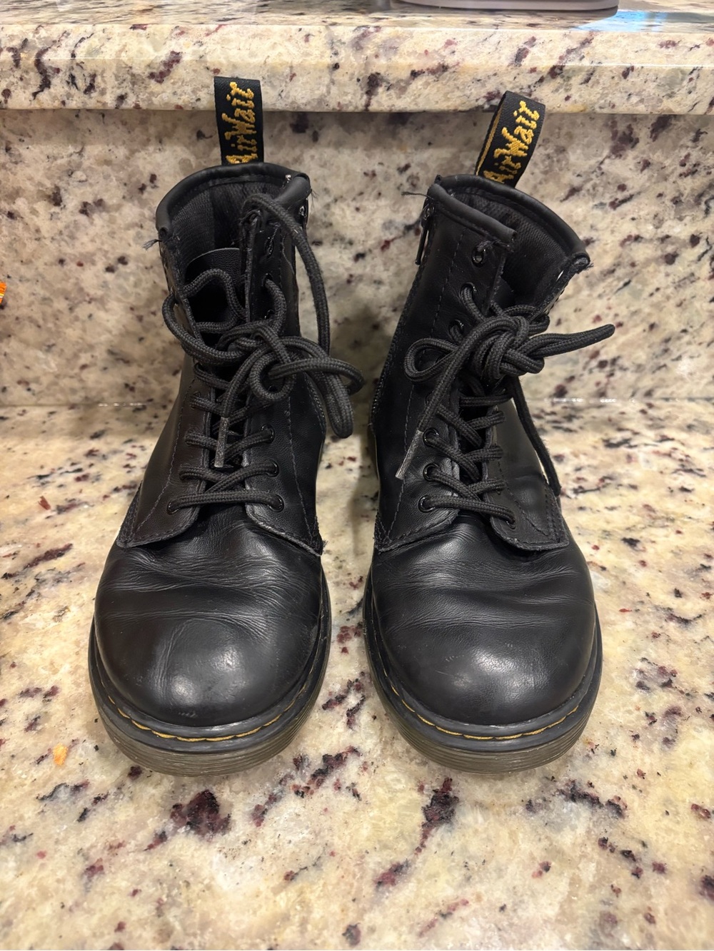 DR. MARTENS Black Junior 1460 Softy T Leather Lace Up Combat Boots Kids US 3.5